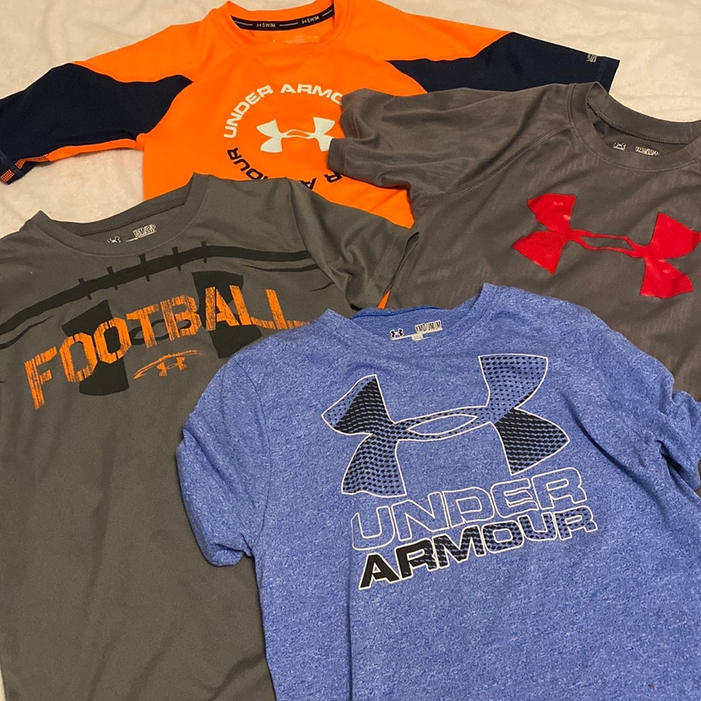 3 Under Armour t shirts & 1 Under Armour   swim shirt